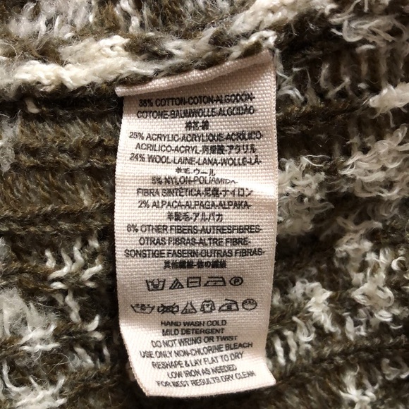 Free People *Ivory/Green Raggy Fairisle Boho Hooded Sweater - Picture 11 of 12